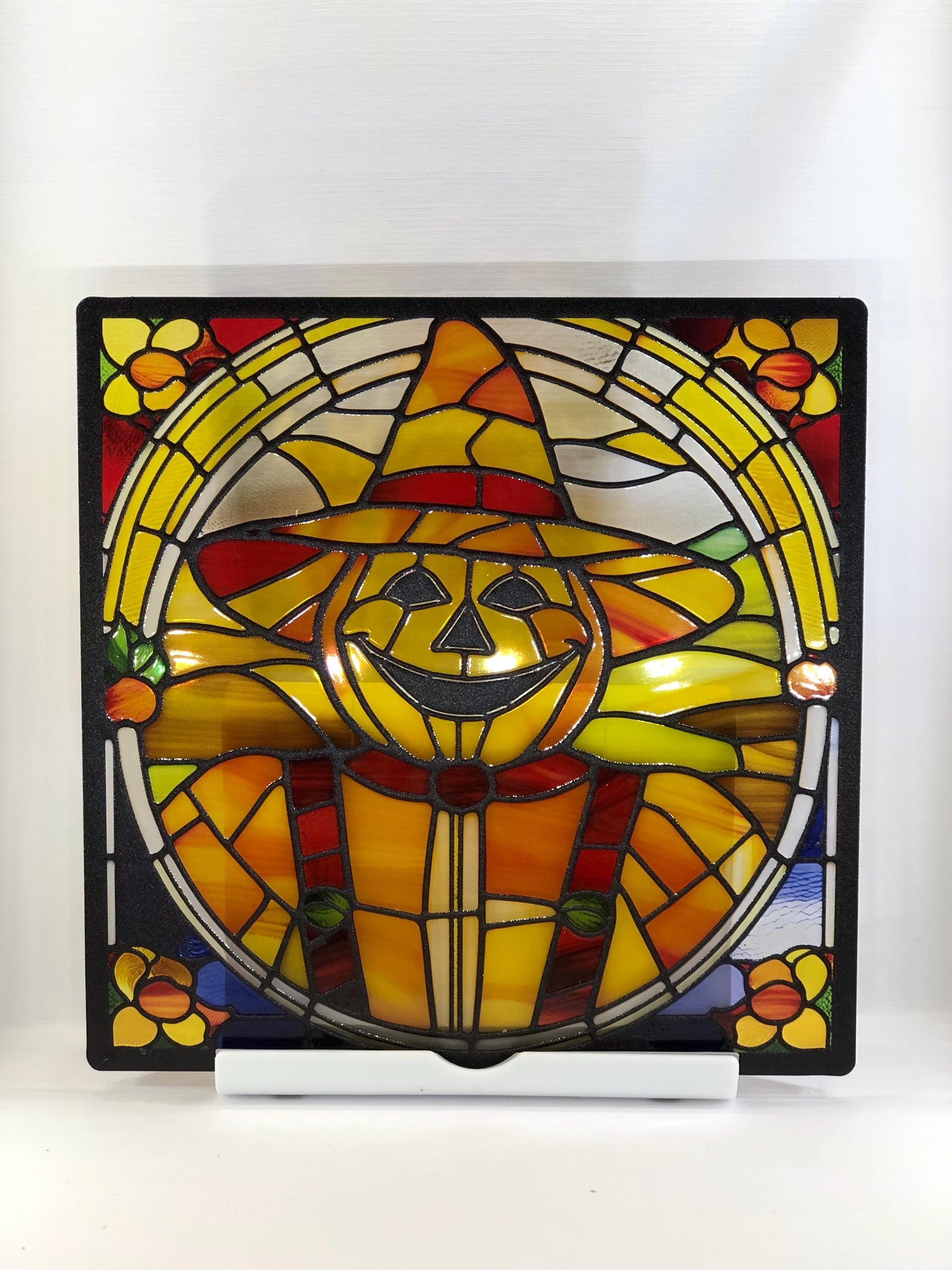 Vitrail Épouvantail d’Halloween – Décoration de Vitre Automnale – Cadeau Original pour Amateurs de l'Esprit Halloweenesque