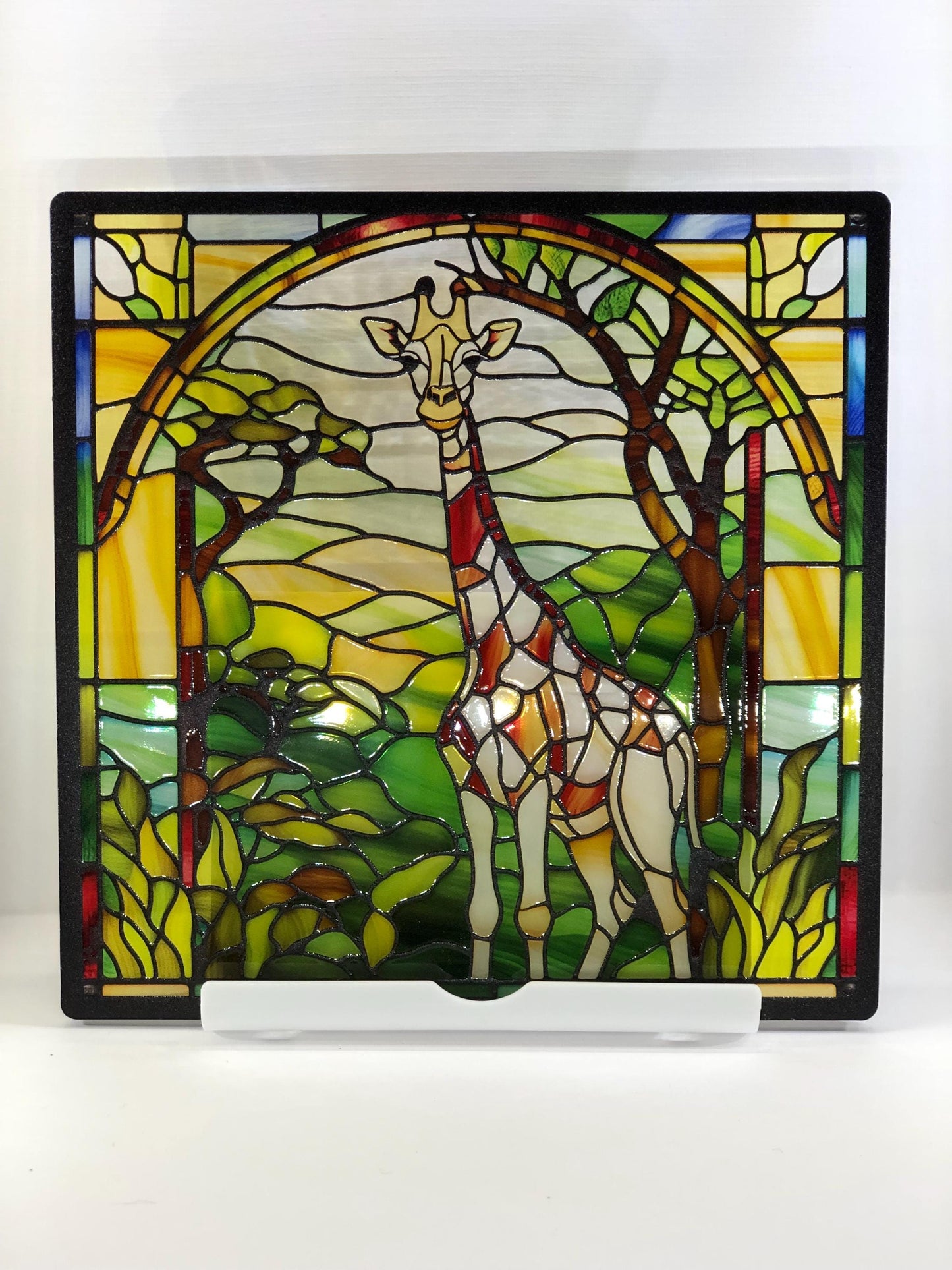 Vitrail Girafe – Décoration de Vitre Exotique – Cadeau Original pour Amoureux des Animaux Sauvages