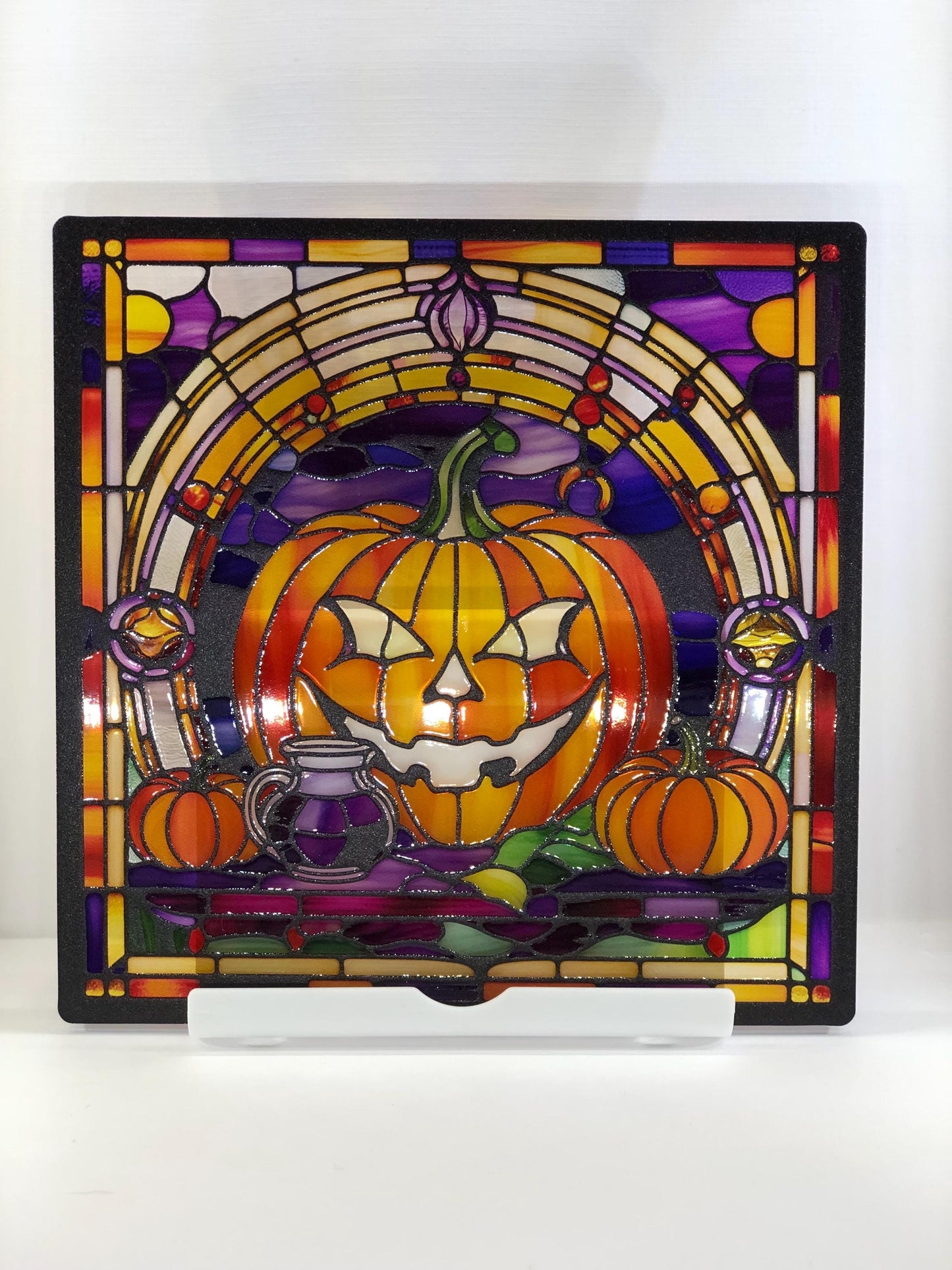 Vitrail Citrouille d’Halloween – Décoration de Vitre Lumineuse – Cadeau Original pour Passionnés de l’Univers Halloweenesque