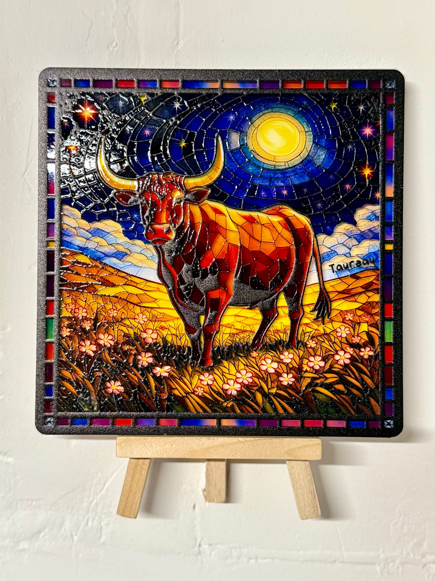 Vitrail Taureau – Signe astrologique terre nature