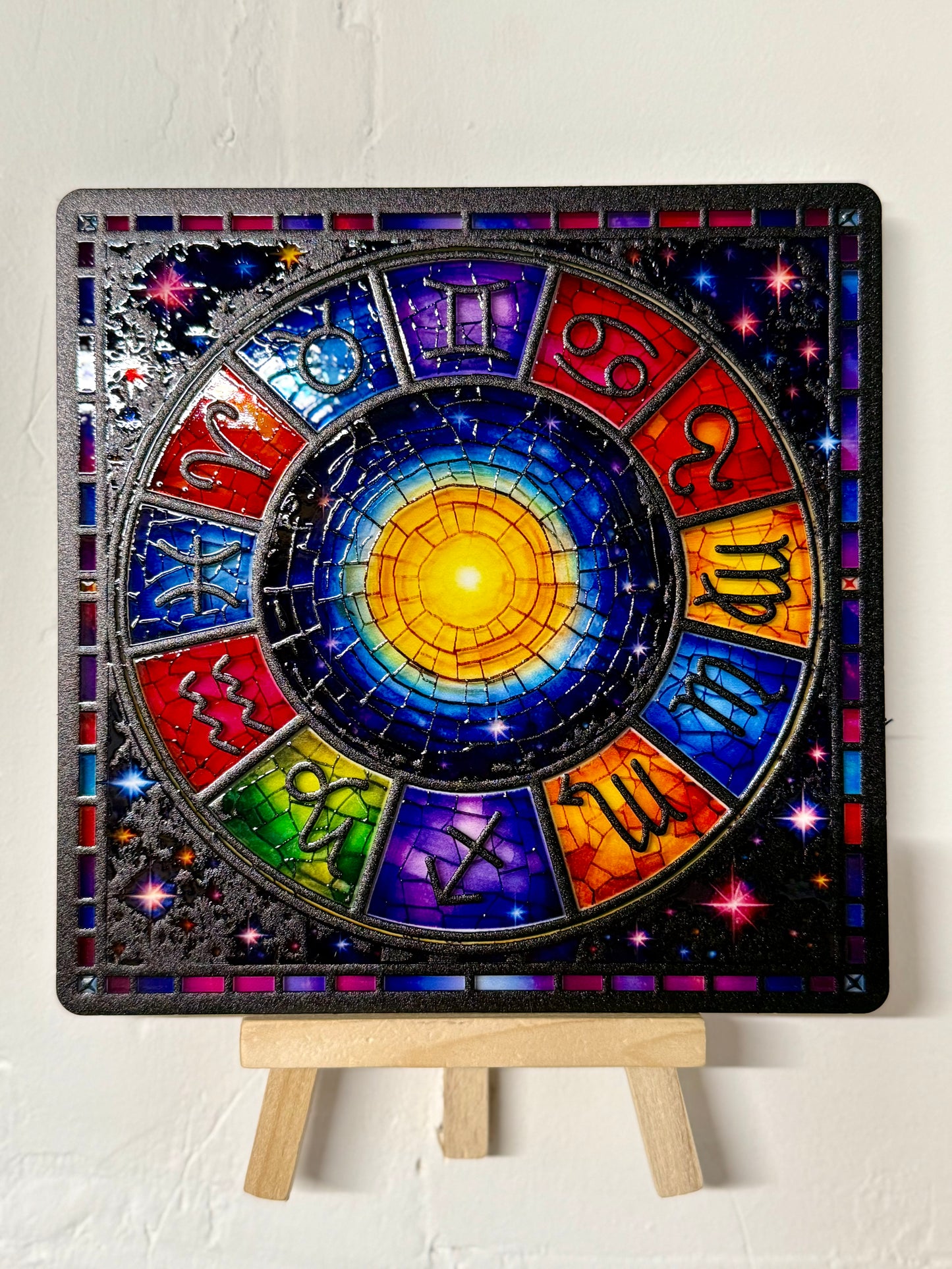 Vitrail Roue du Zodiaque – Décoration astrologique complète