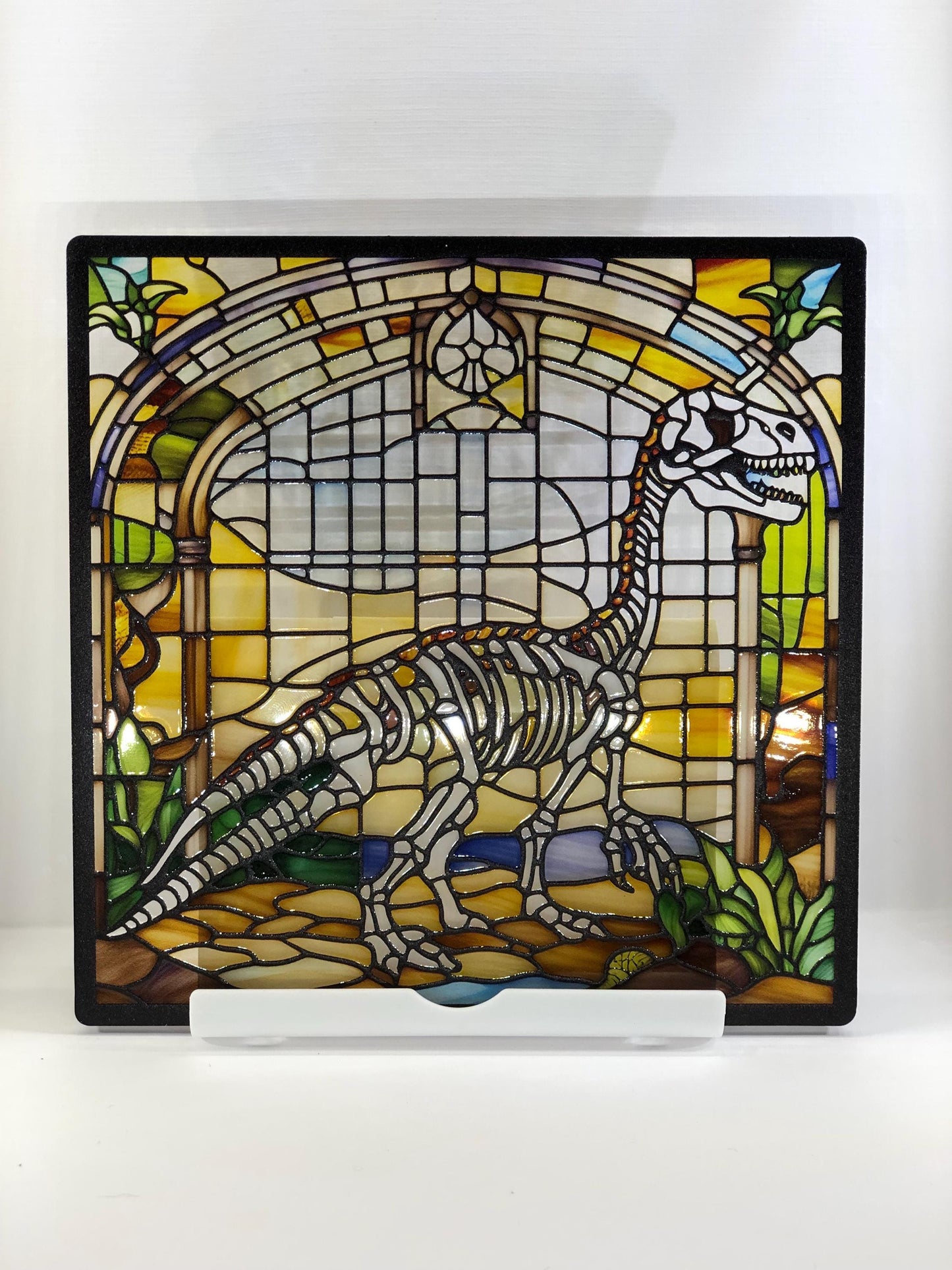 Vitrail Dinosaure Jurassic – Décoration de Vitre Préhistorique – Cadeau Original pour Passionnés de Dinosaures