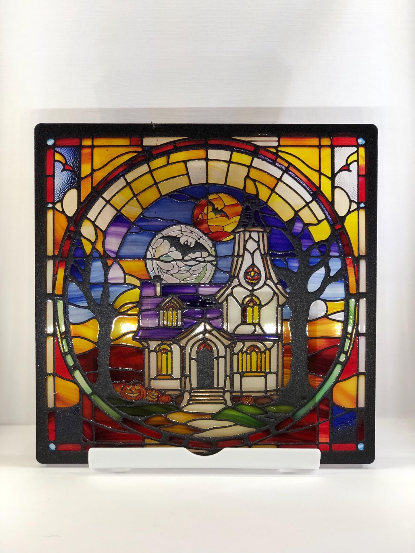 Vitrail Maison Hantée d’Halloween – Décoration de Vitre Effrayante – Cadeau Original pour Passionnés de l’Univers Surnaturel