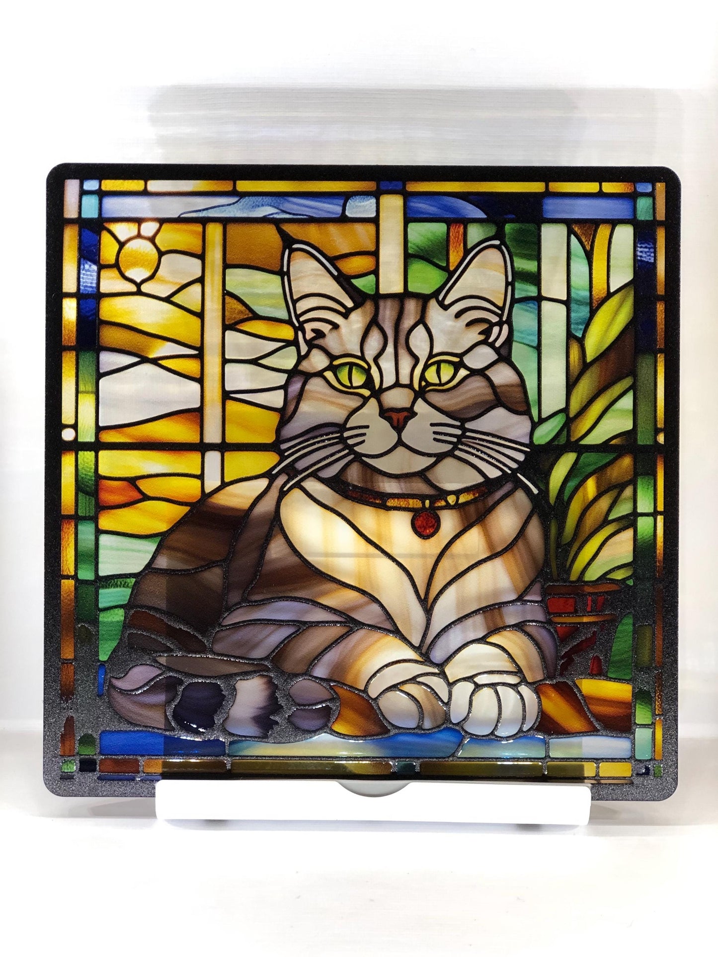Vitrail Chat – Décoration de Vitre Féline – Cadeau Original pour Amoureux des Chats