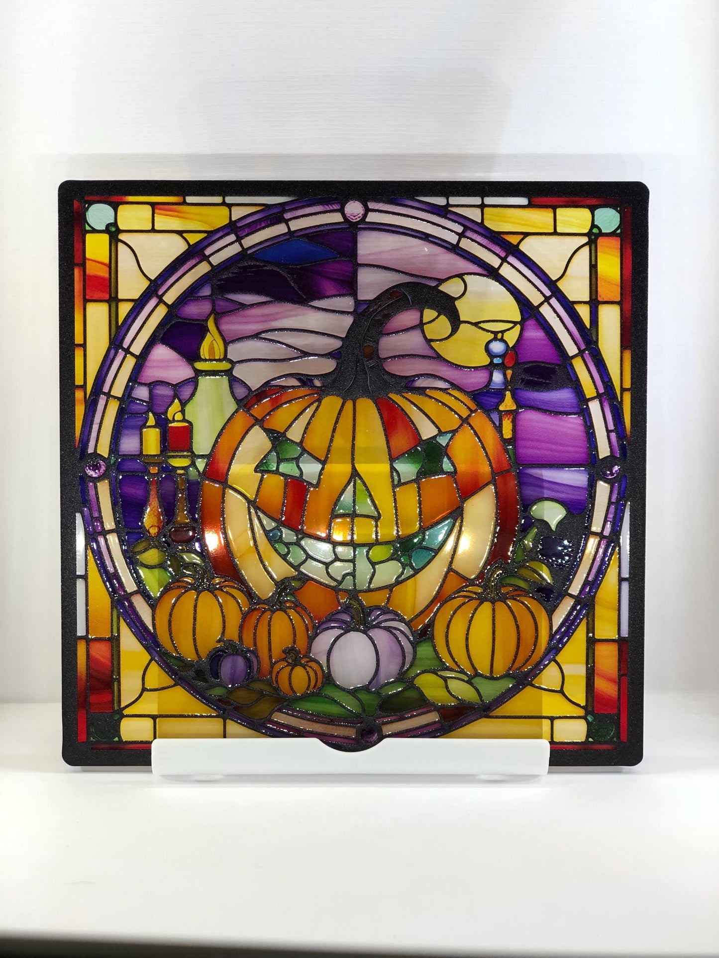Vitrail Citrouille d’Halloween – Décoration de Vitre Lumineuse – Cadeau Original pour Passionnés de l’Univers Halloweenesque