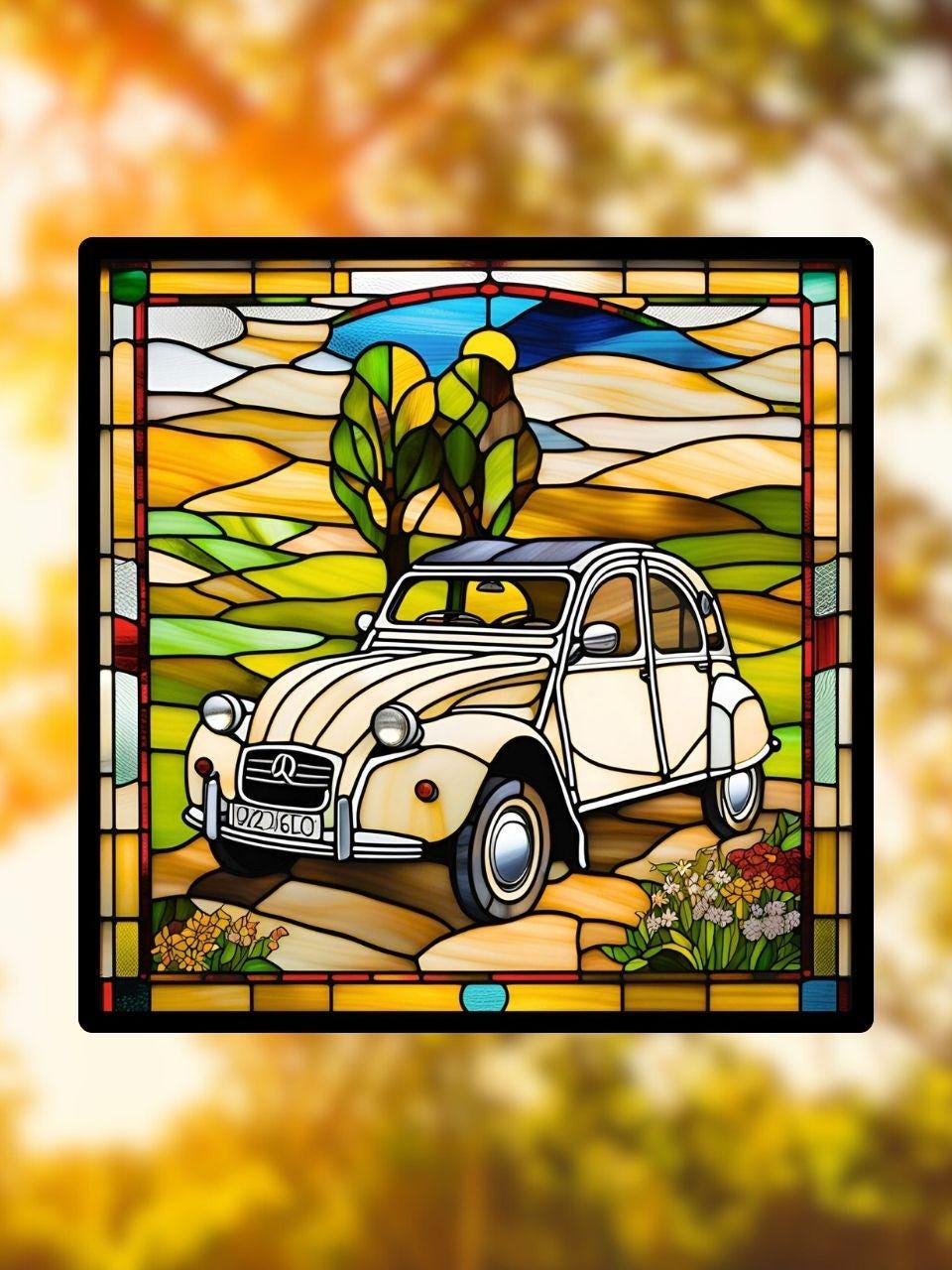 Vitrail voiture Citroën 2cv