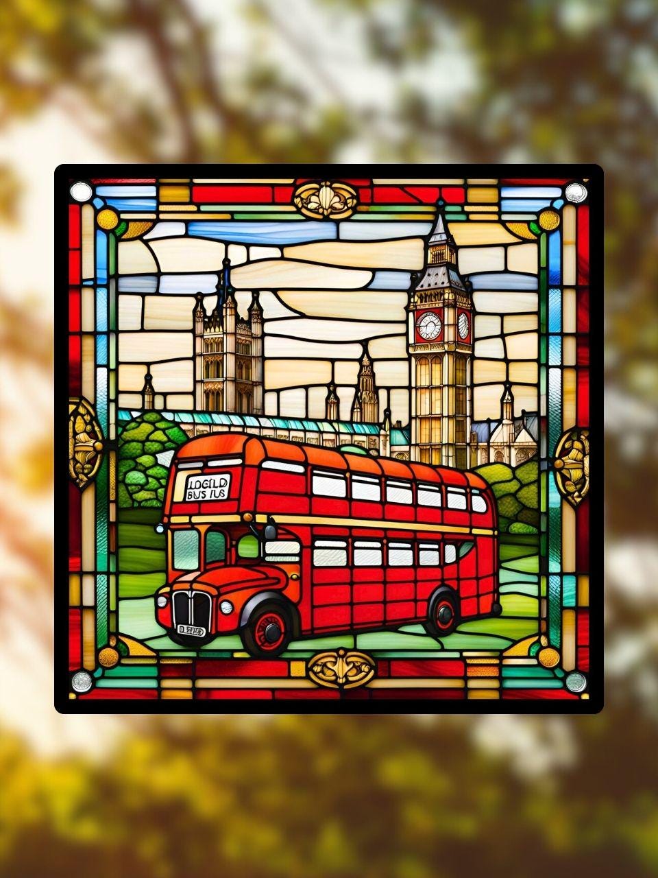 Vitrail voiture bus anglais à Londres