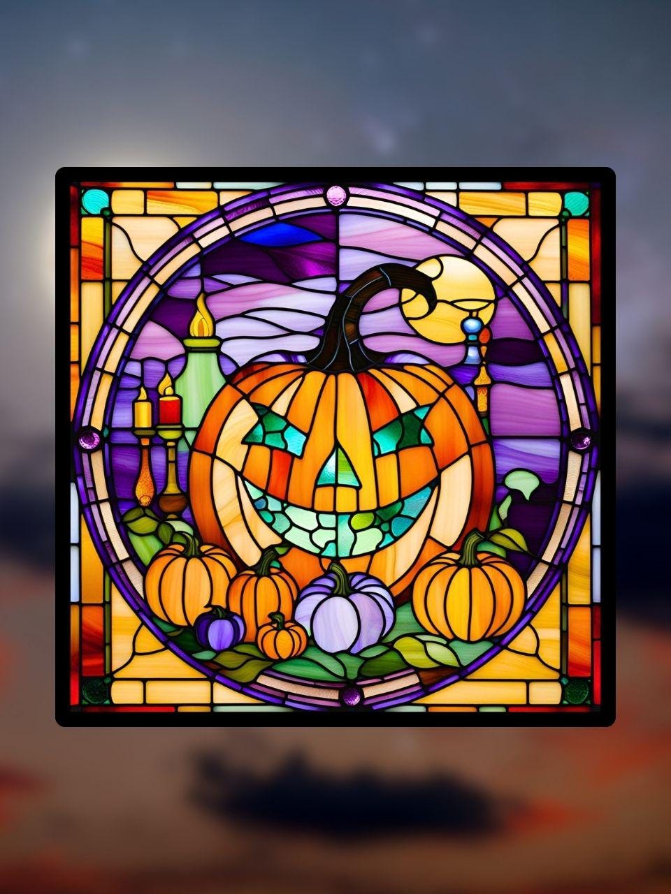 Vitrail Citrouille d’Halloween – Décoration de Vitre Lumineuse – Cadeau Original pour Passionnés de l’Univers Halloweenesque