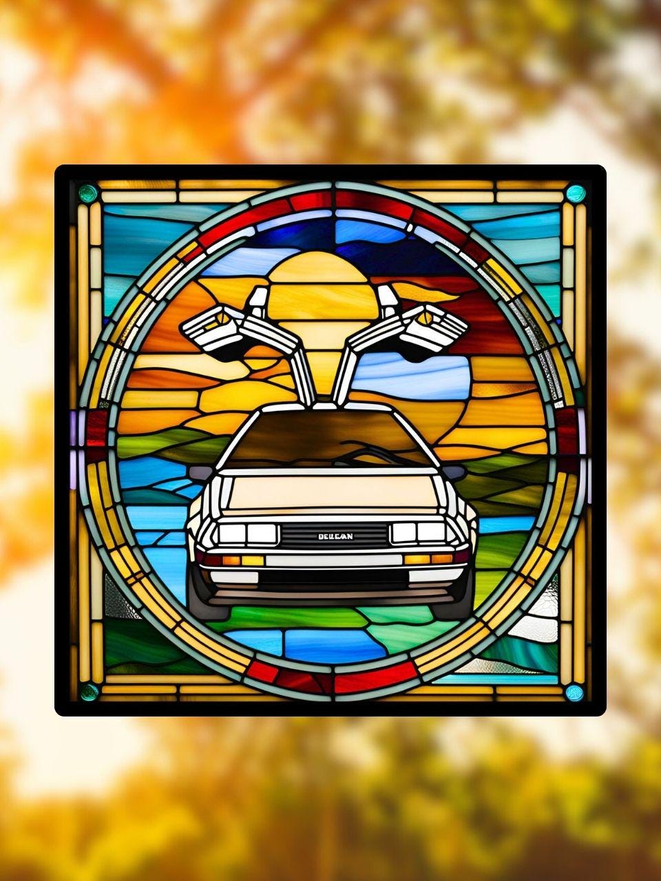 Vitrail voiture delorean