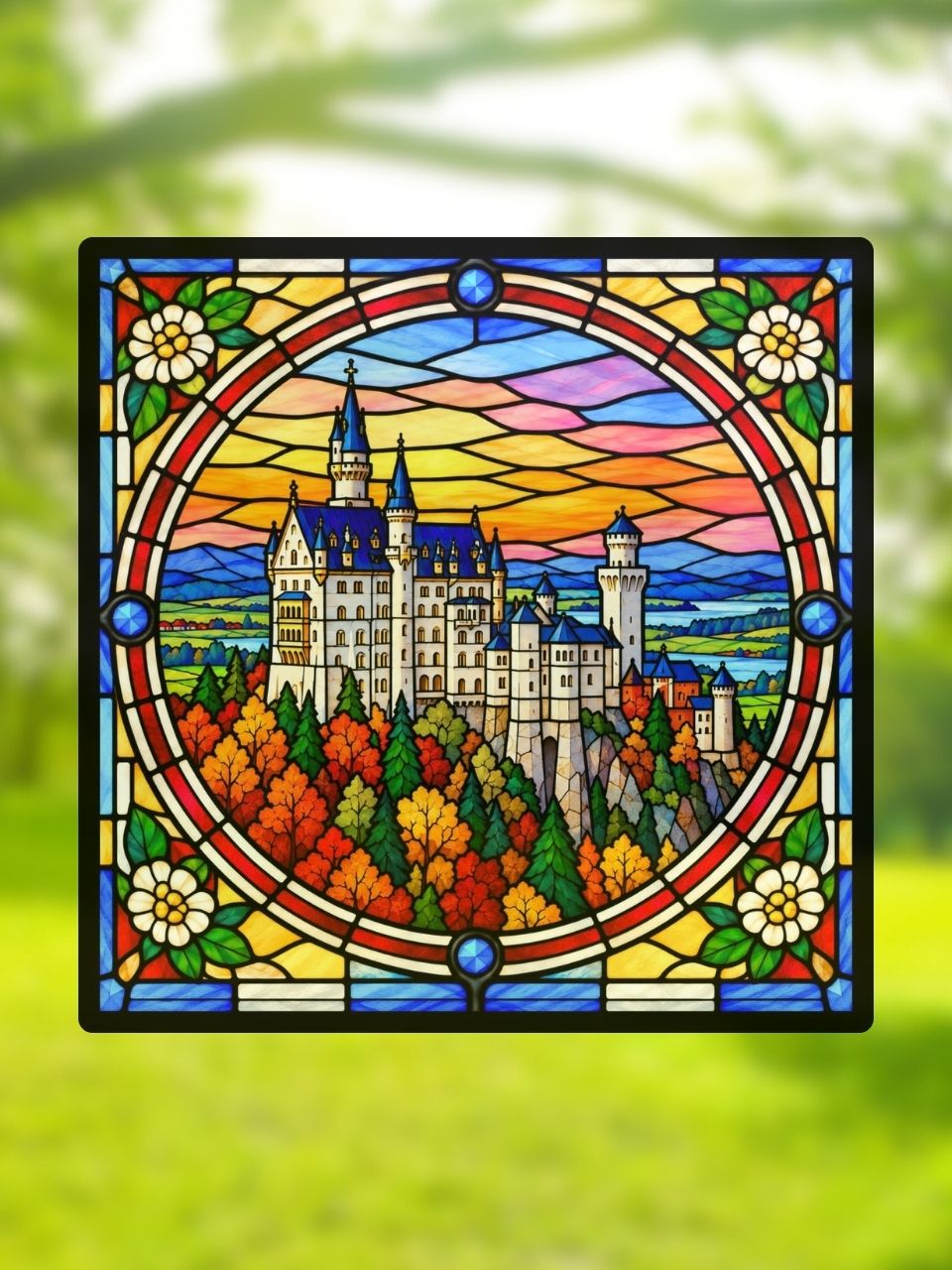 Vitrail Château Bavarois – Château Féérique dans les Alpes