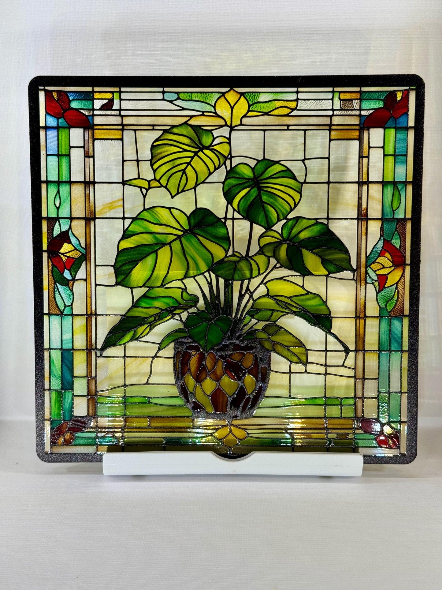 Vitrail Monstera Deliciosa – Plante Tropicale – Décoration de Vitre Botanique – Cadeau Nature