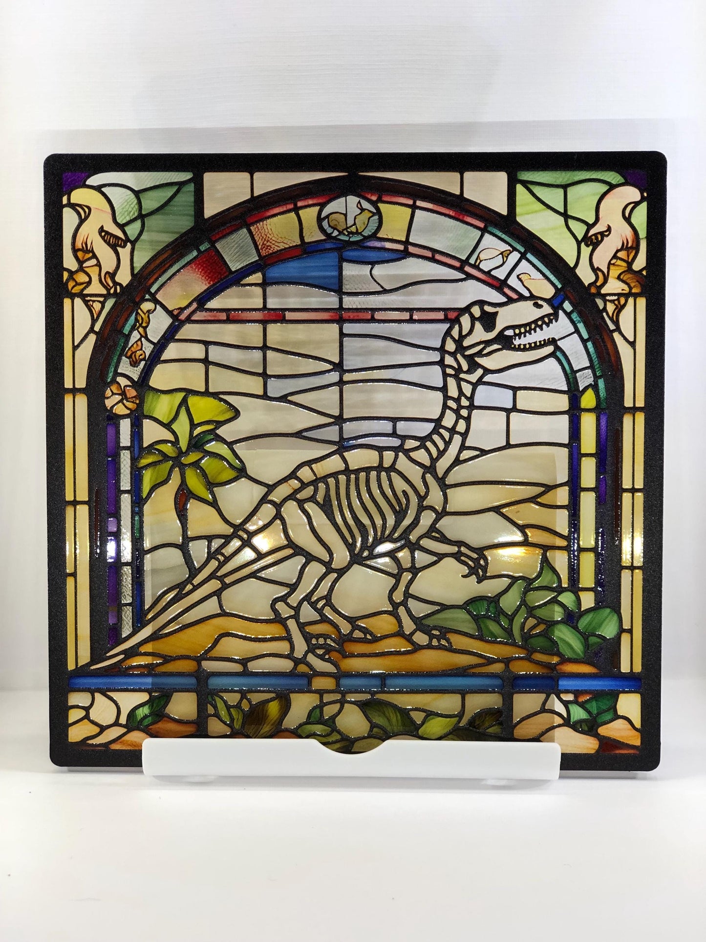 Vitrail Dinosaure Jurassic – Décoration de Vitre Préhistorique – Cadeau Original pour Passionnés de Dinosaures