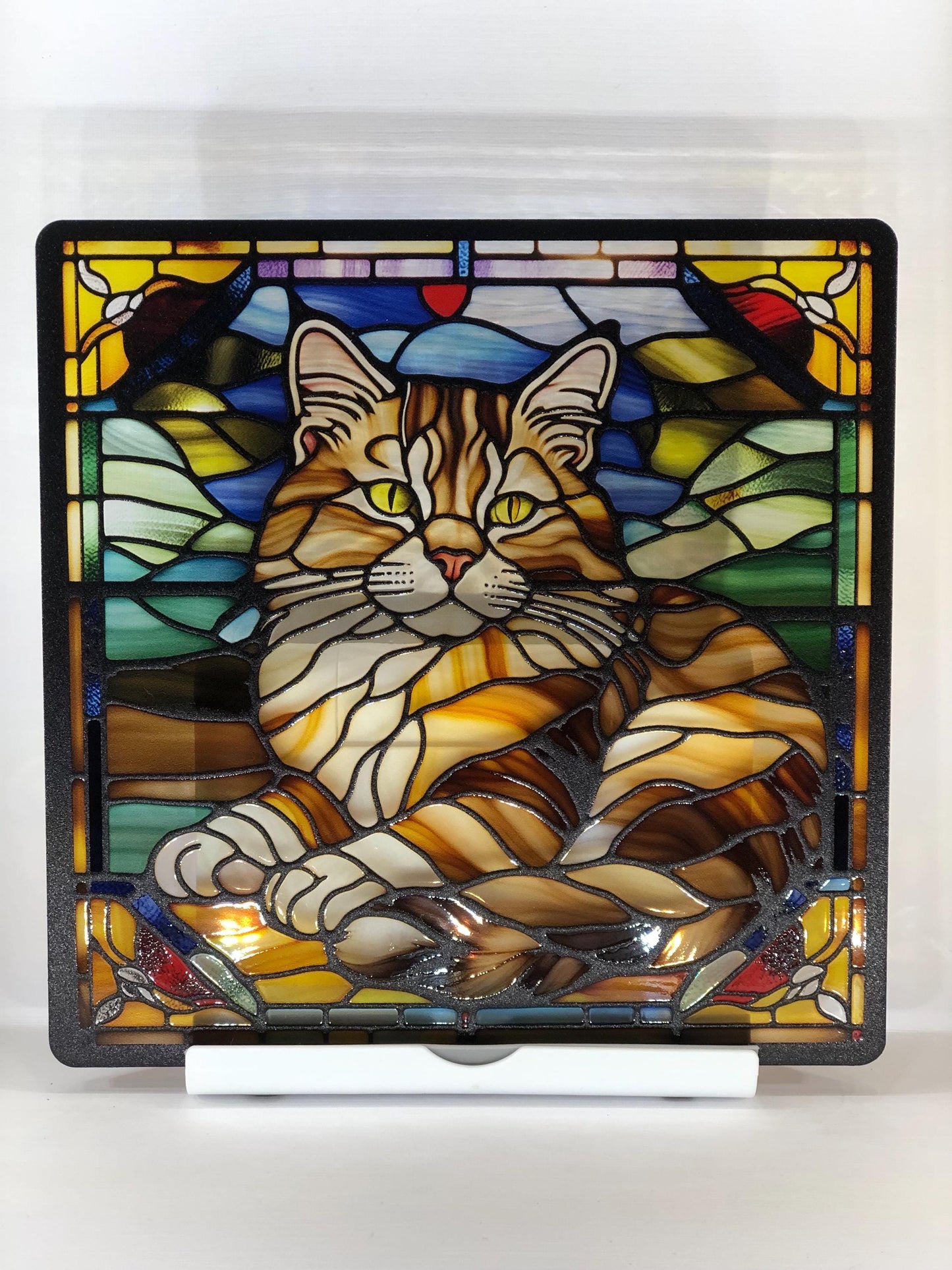 Vitrail Chat – Décoration de Vitre Féline – Cadeau Original pour Amoureux des Chats