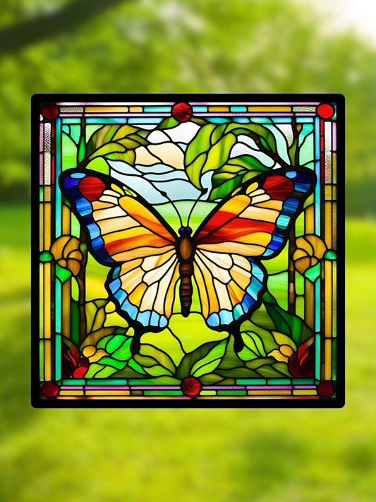Vitrail Papillon – Décoration de Vitre Colorée – Cadeau Original pour Amoureux des Papillons