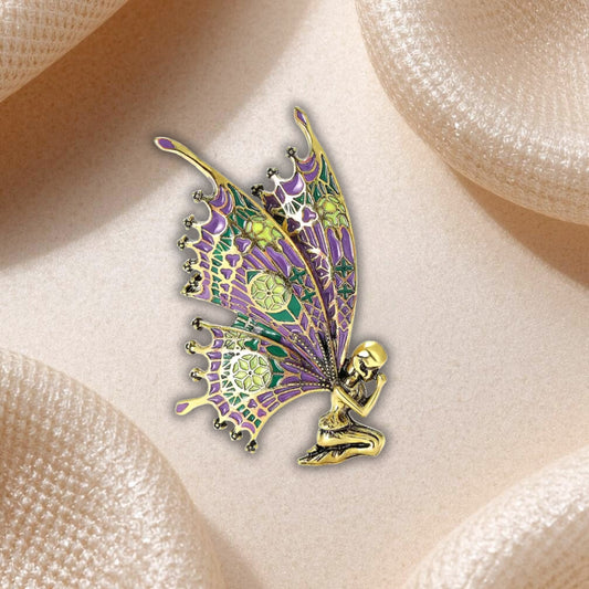 Broche Fée aux Ailes Colorées – Bijou Fantastique Féérique