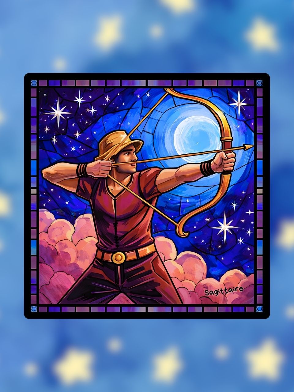 Vitrail Sagittaire – Archer astrologique liberté