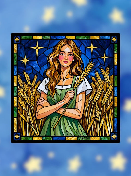 Vitrail Vierge – Signe astrologique précision élégante 