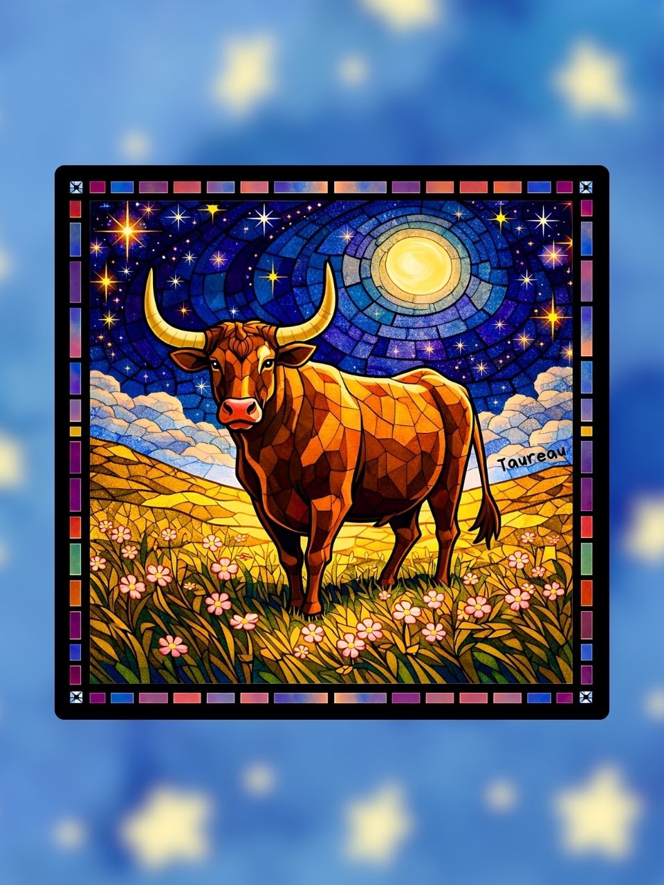 Vitrail Taureau – Signe astrologique terre nature
