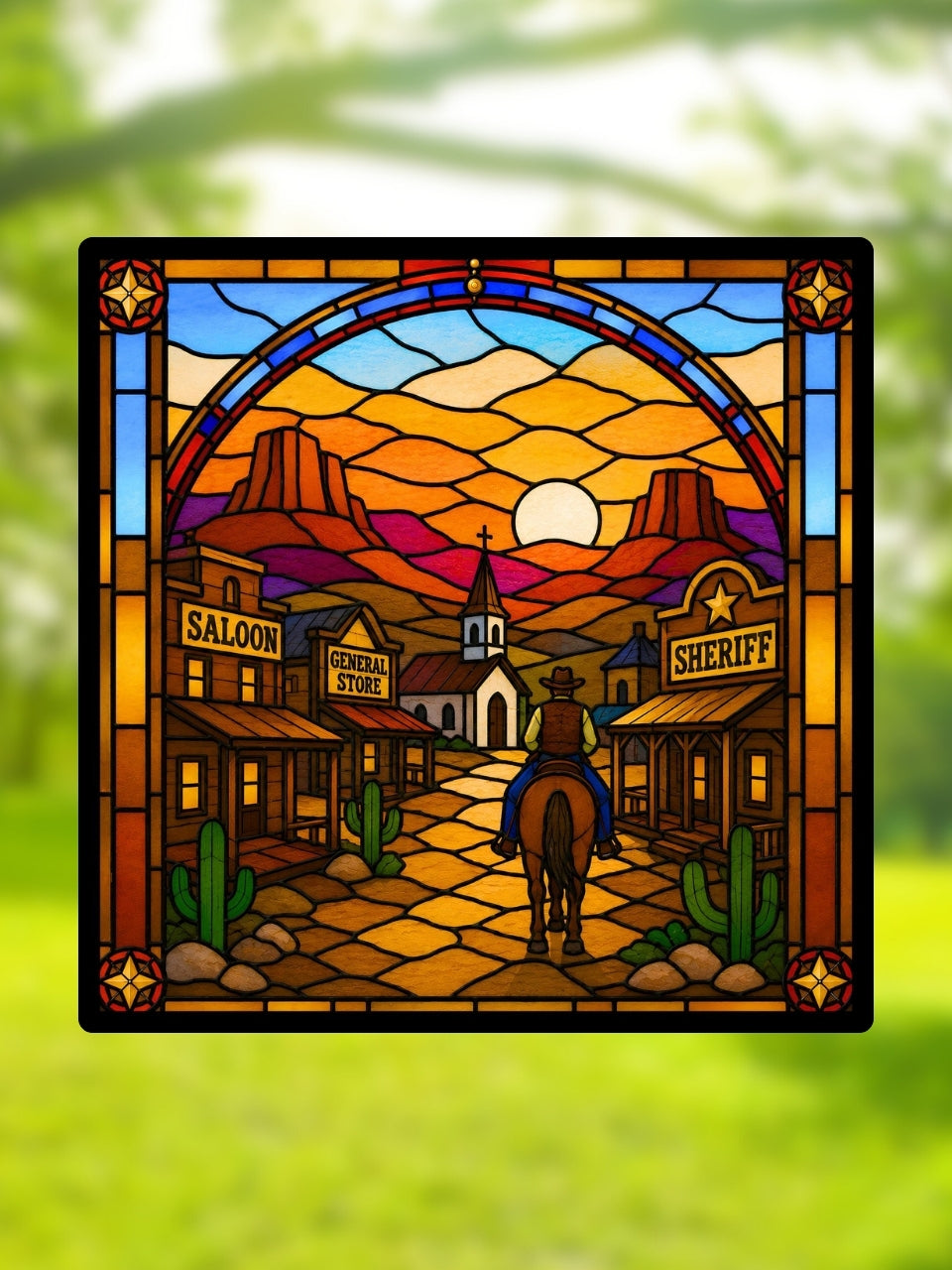 Vitrail Village du Far West – Au cœur de l'Ouest américain