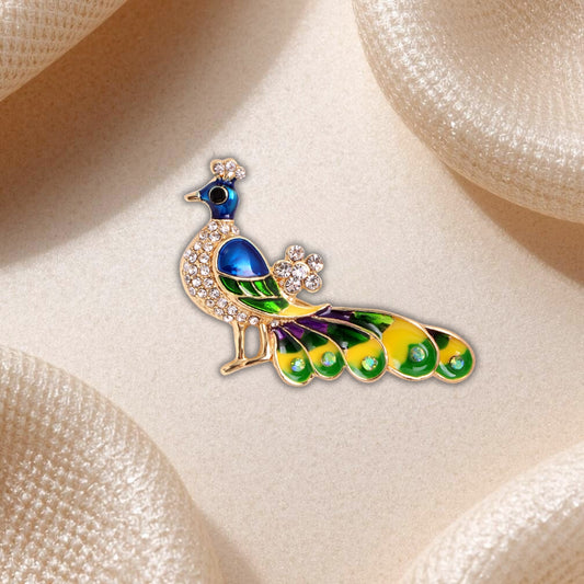 Broche Paon Coloré – Bijou Élégant et Raffiné
