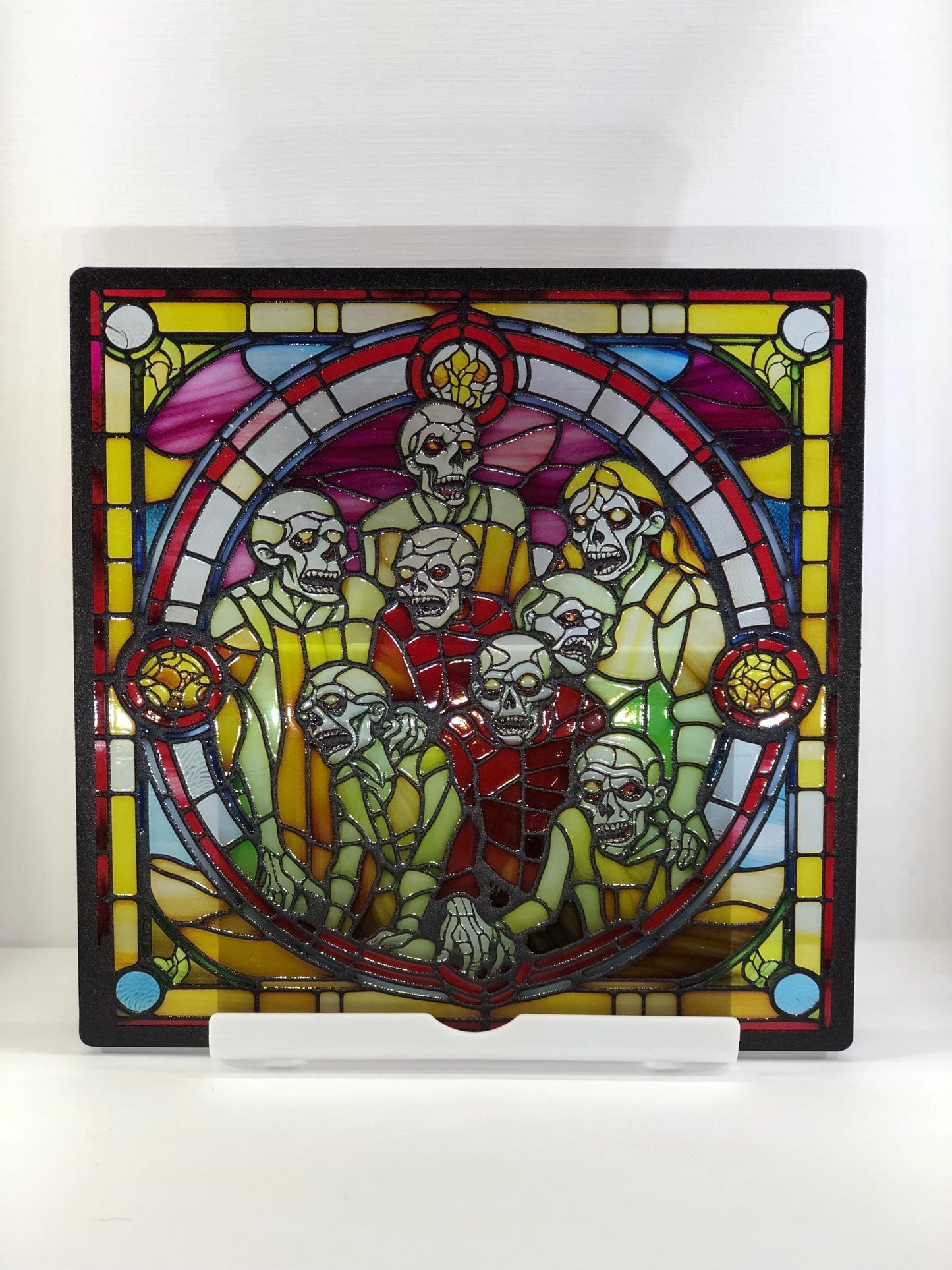 Vitrail Zombies d’Halloween – Décoration de Vitre Macabre – Cadeau Original pour Passionnés de l’Univers Horreur