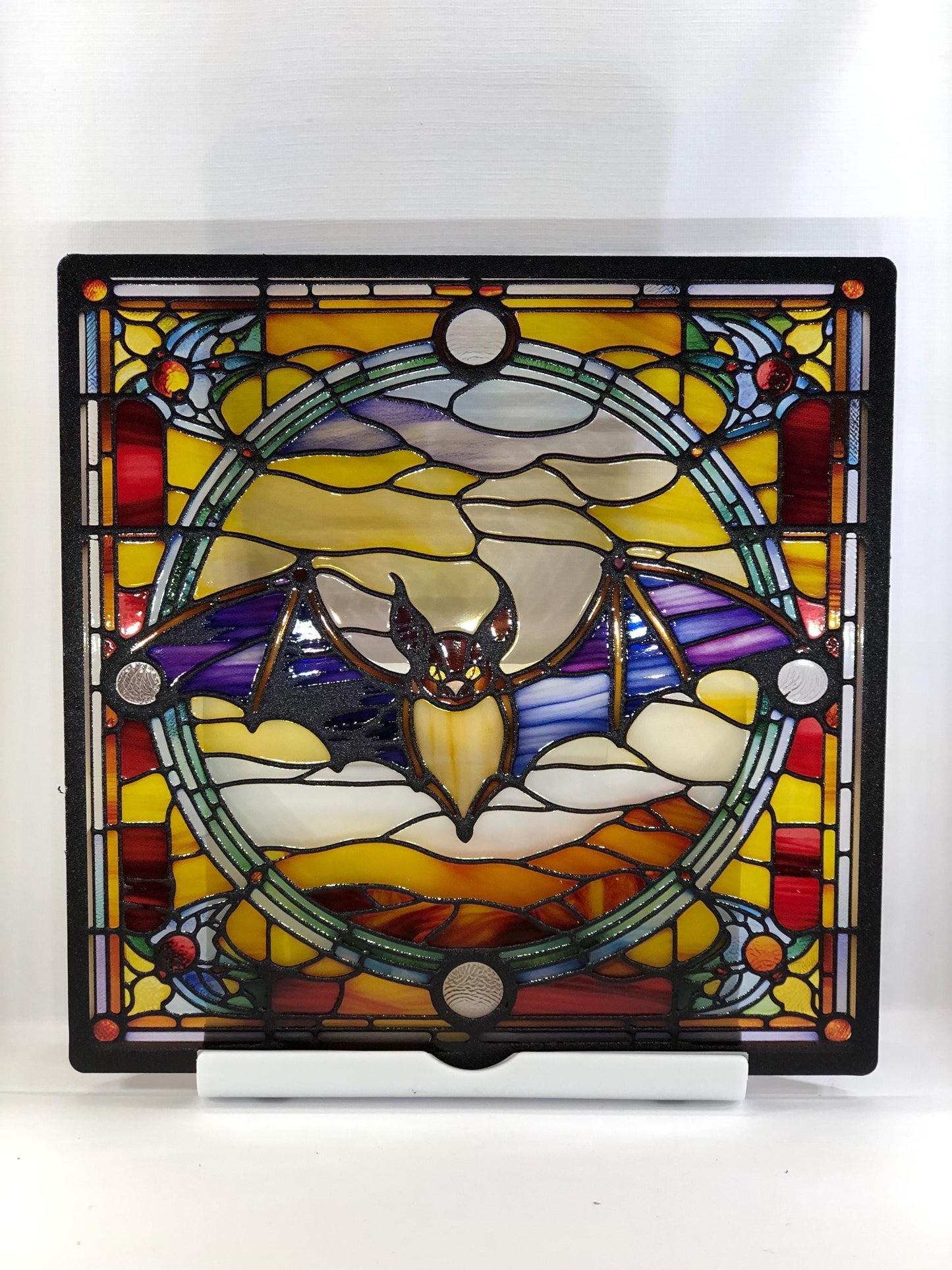 Vitrail Chauve-Souris d’Halloween – Décoration de Vitre Gothique – Cadeau Original pour Passionnés de l’Univers Macabre