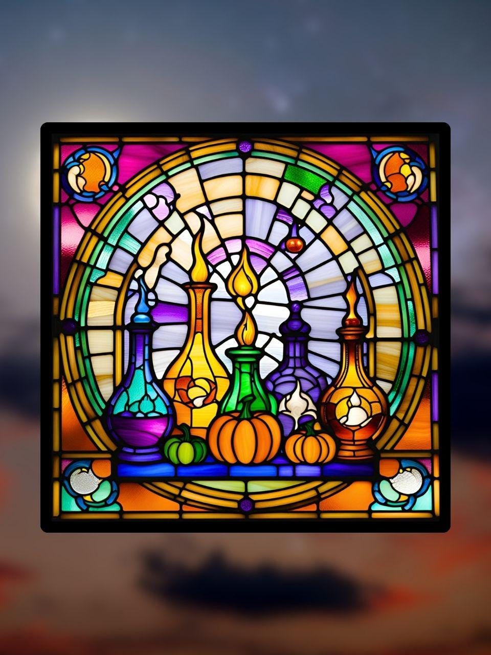 Vitrail Potions d’Halloween – Décoration de Vitre Mystique – Cadeau Original pour Passionnés de Magie et de Sorcellerie