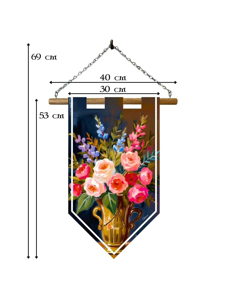 Étendard bouquet de fleurs – Bannière murale toile 510g/m² – Déco murale nature morte florale
