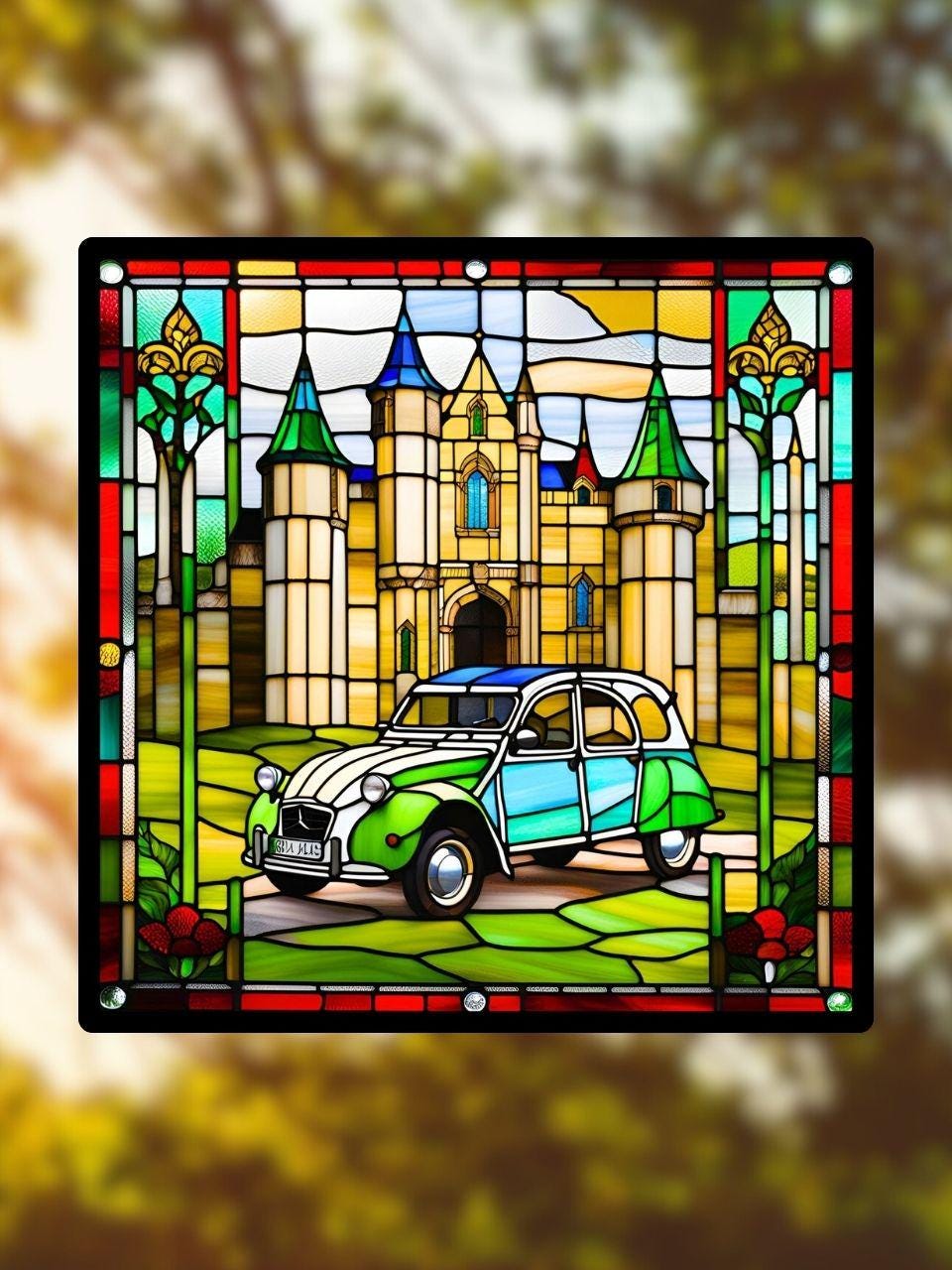 Vitrail voiture Citroën 2cv