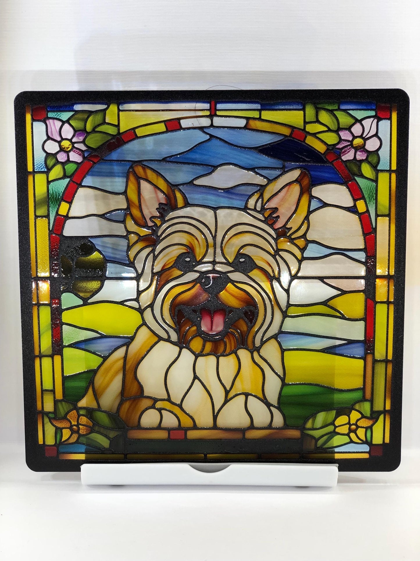 Vitrail Le Yorkshire – Décoration de Vitre Canine – Cadeau Original pour Amoureux des Chiens