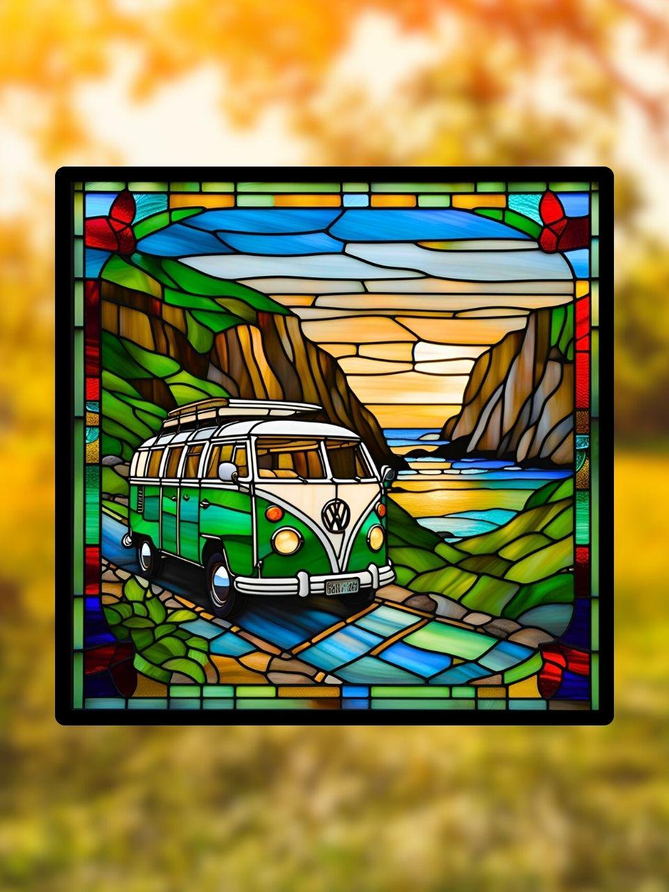 Vitrail van combi vw vert