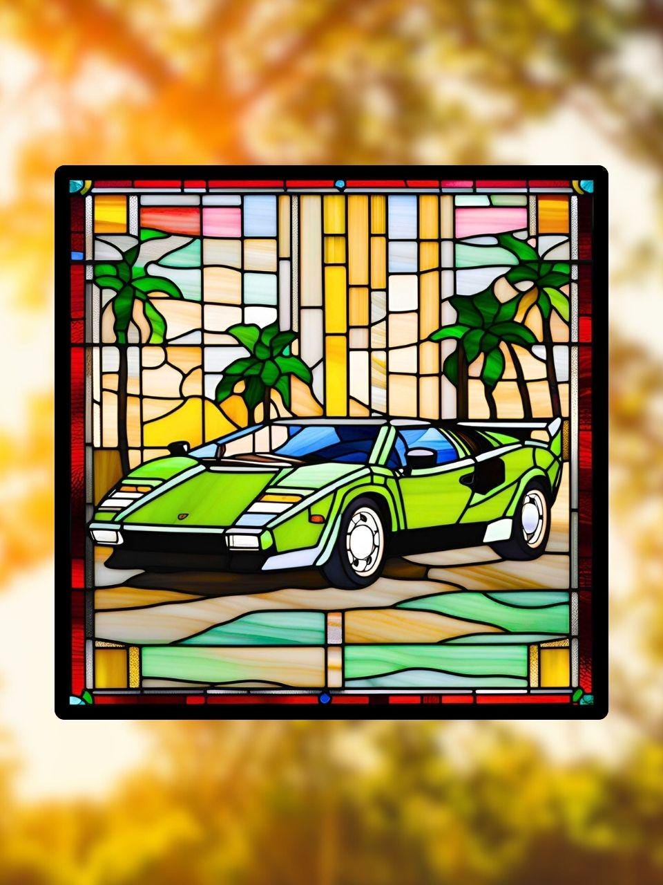 Vitrail voiture Lamborghini Countach