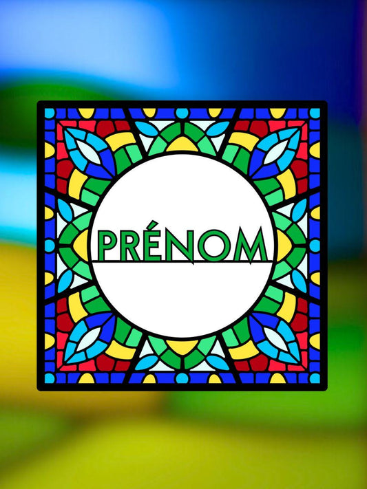 Vitrail le Prénom rond 145x145mm