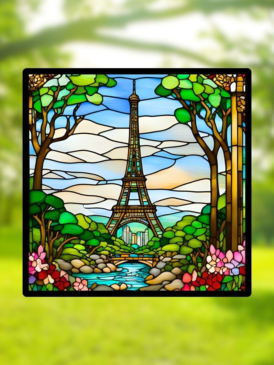 Vitrail Tour Eiffel – décoration Paris coloré