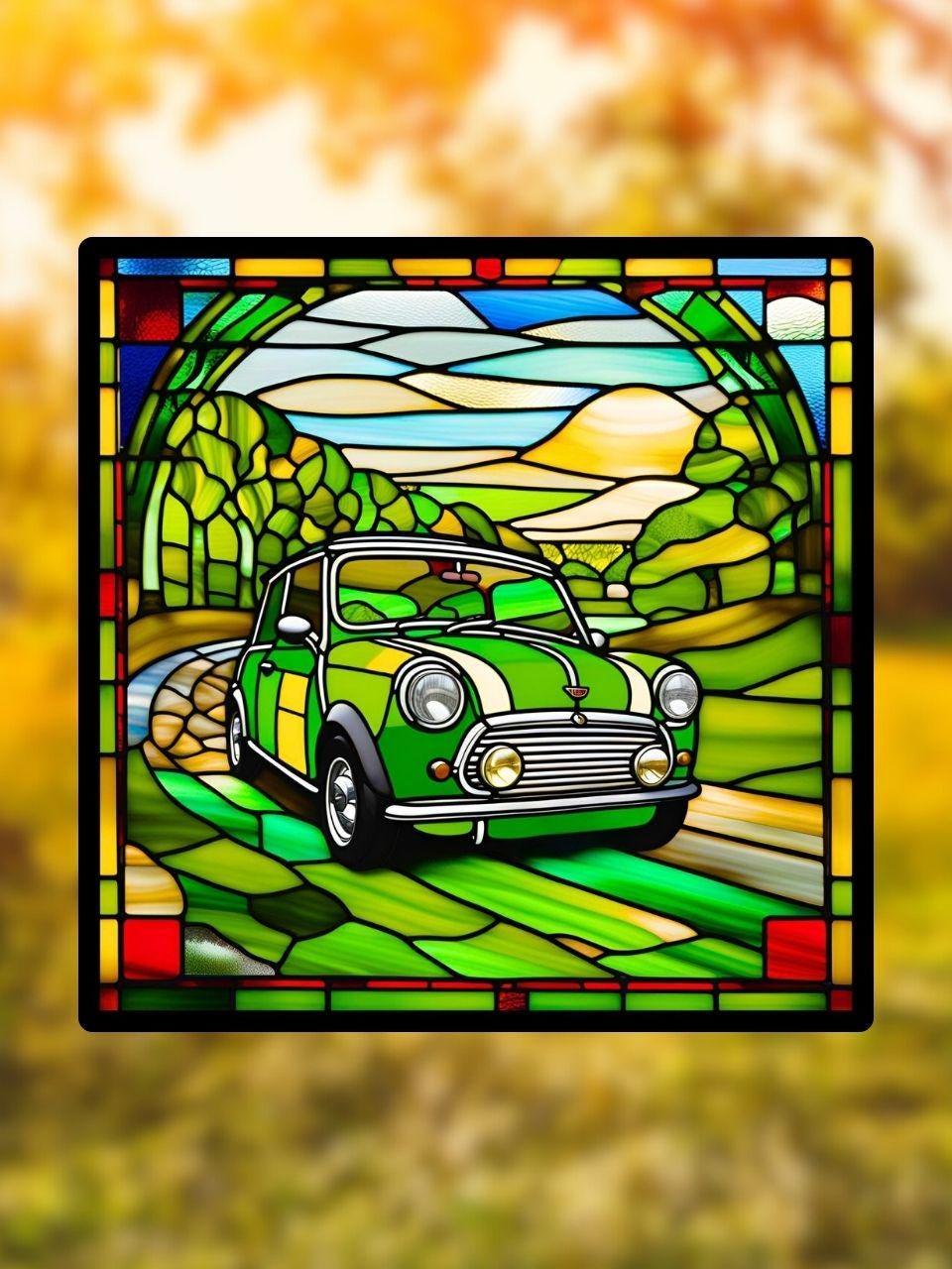 Vitrail voiture Austin mini Green