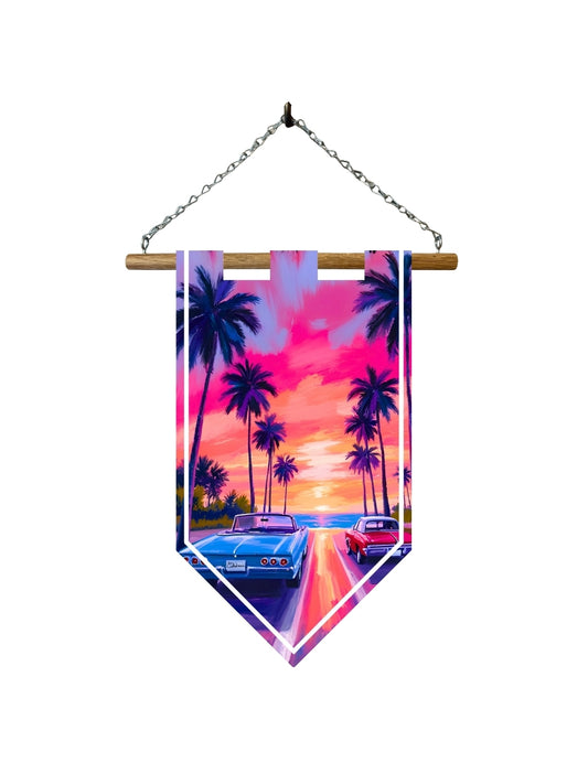 Étendard Vice City Sunset – Décoration Rétro Synthwave