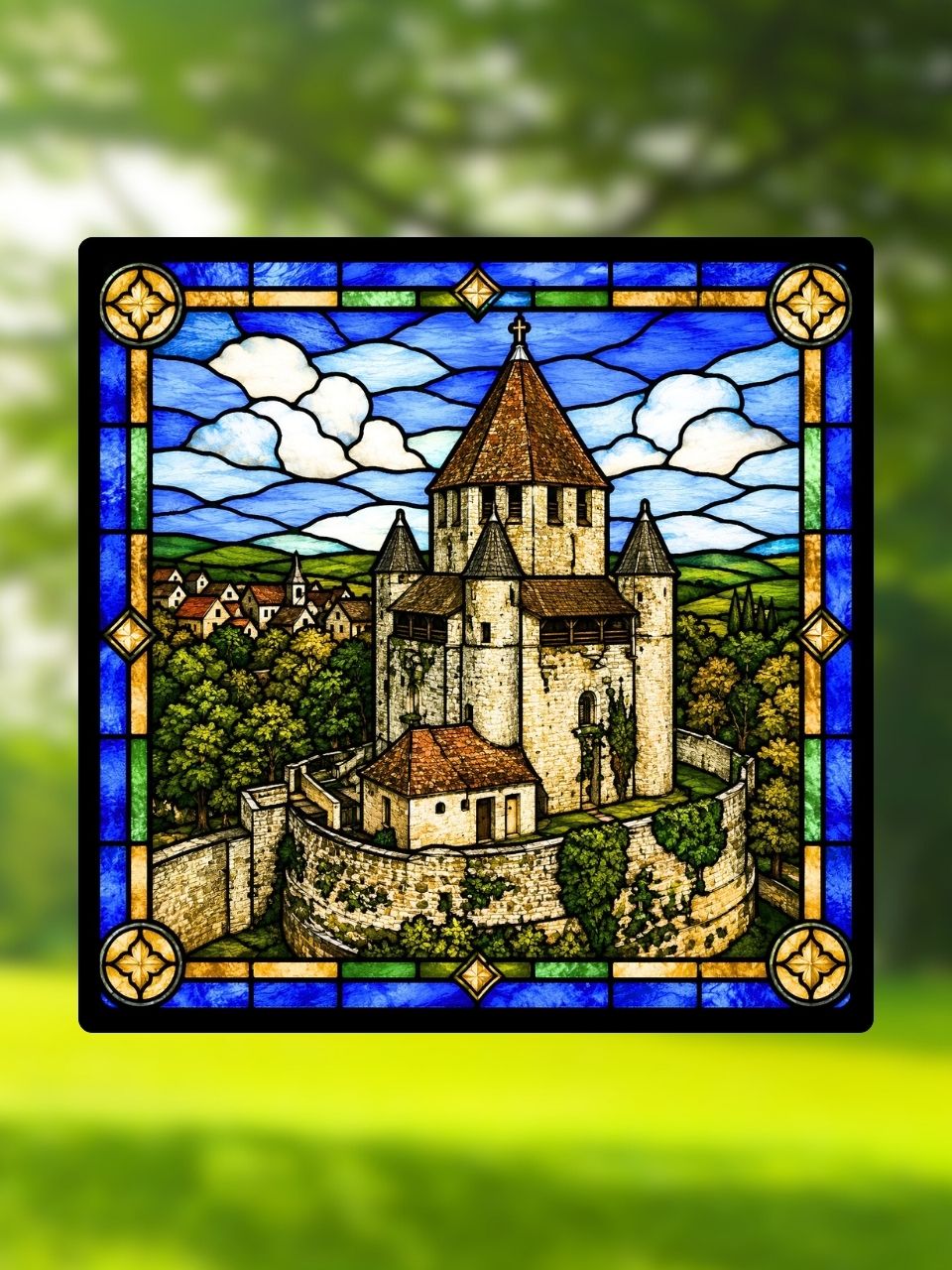 Vitrail Tour César de Provins – Monument médiéval décoration historique