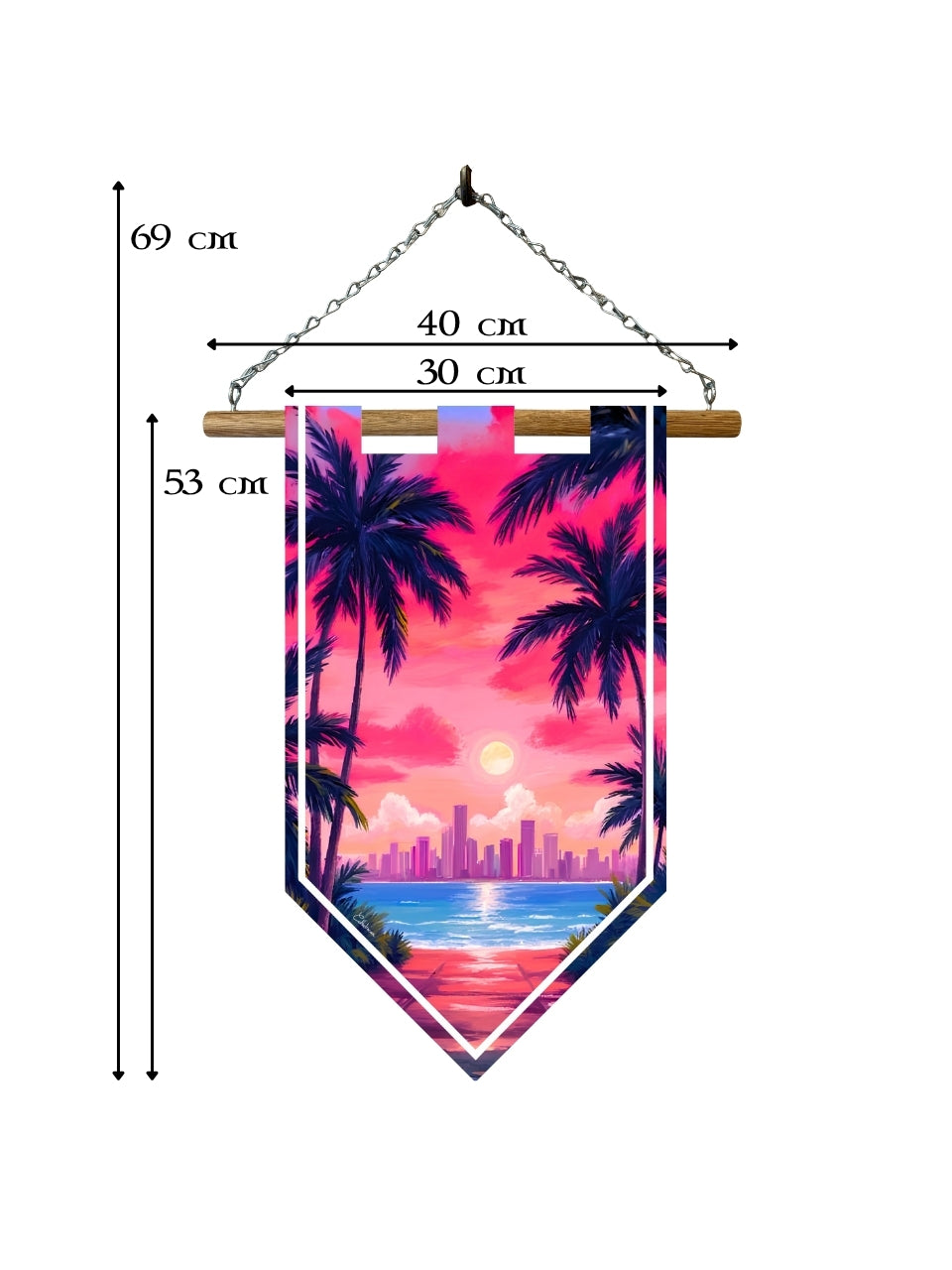 Étendard Sunset Miami – Décoration Synthwave Tropicale