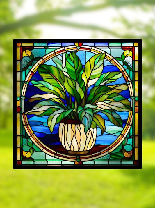 Vitrail Calathea – Plante Tropicale – Décoration de Vitre Botanique – Cadeau Nature