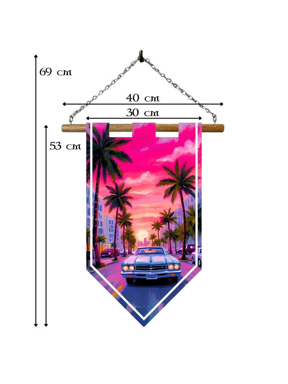 Étendard Vice City Miami Sunset – Décoration Synthwave Rétro