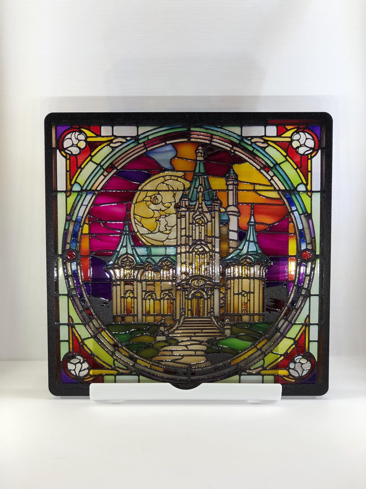 Vitrail Manoir Hanté d’Halloween – Décoration de Vitre Mystérieuse – Cadeau Original pour Passionnés de l’Univers Surnaturel