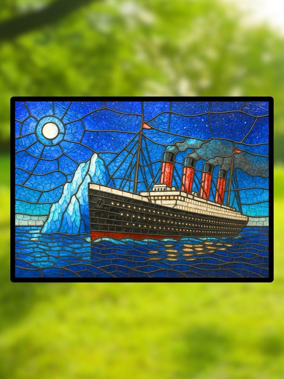 Vitrail Le Titanic 210x148mm – Décoration de Vitre Évocation Historique – Cadeau Original pour Passionnés de Légendes Maritimes
