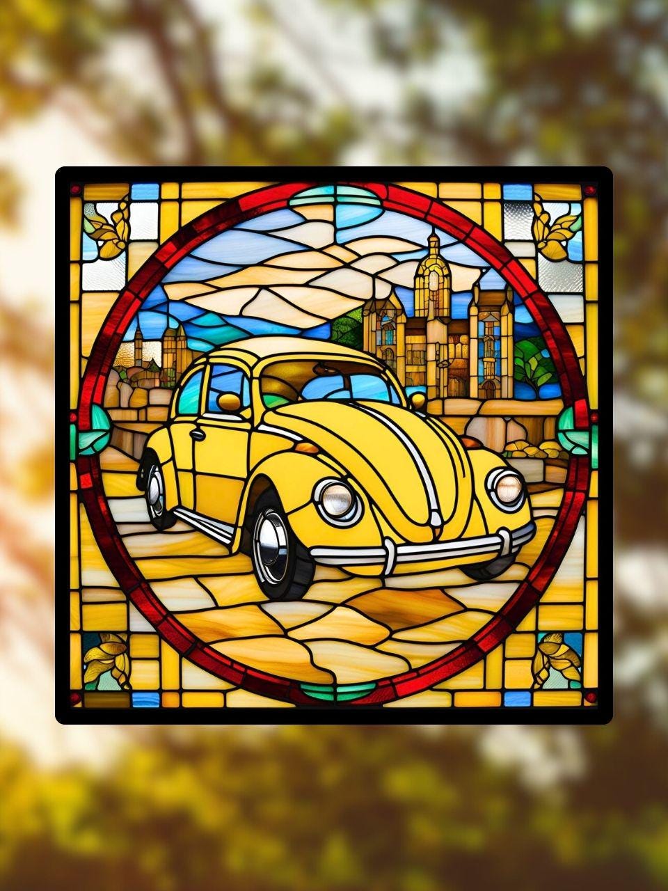 Vitrail voiture la coccinelle vw