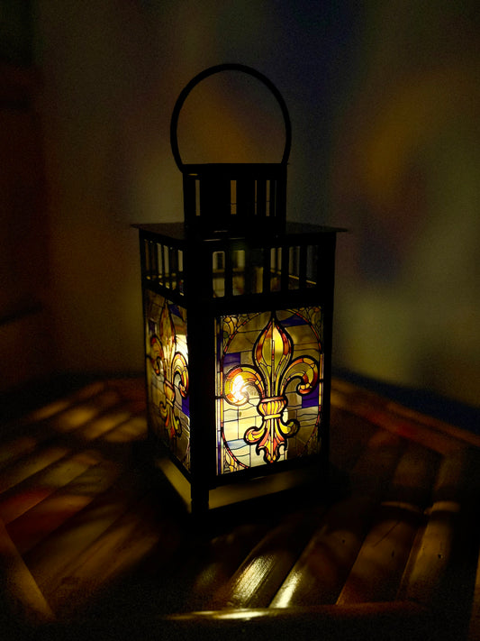 Lanterne Médiévale Décorative fleur de lys coloré
