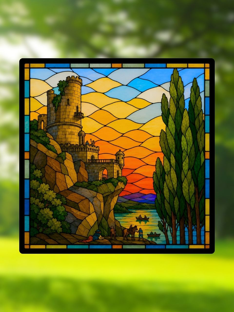 Vitrail La Tour en Ruine – Inspiré des paysages romantiques