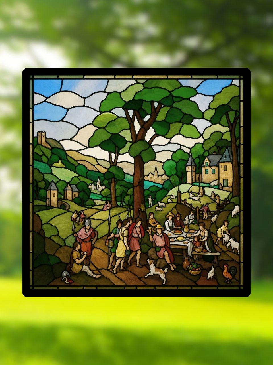 Vitrail Le Repas des Voyageurs – Inspiré des scènes de vie historiques