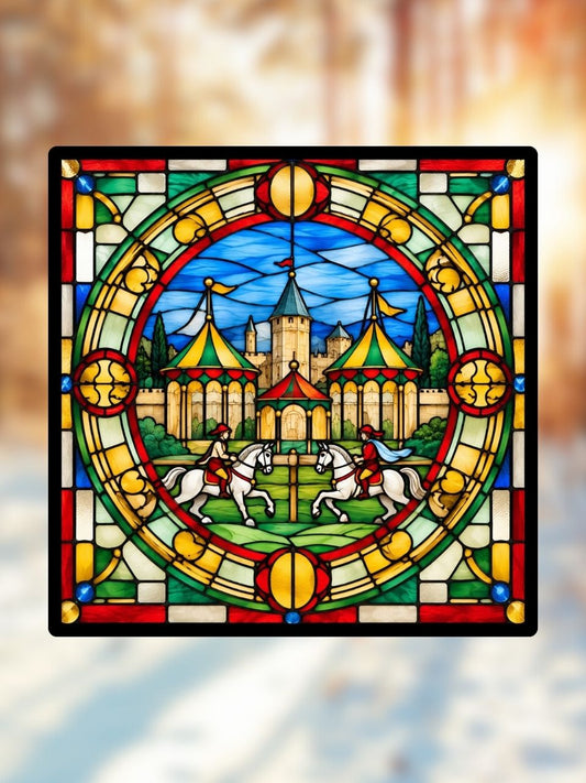 Vitrail Le Carrousel de Noël – Décoration de Vitre Festive – Cadeau Original pour les Fêtes de Fin d'Année