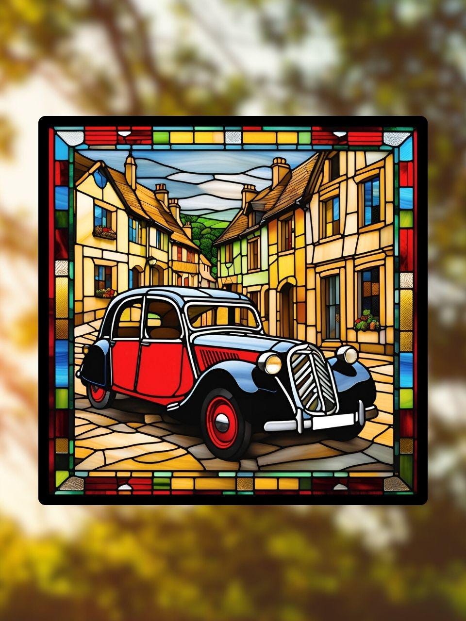 Vitrail la Citroën traction avant rouge