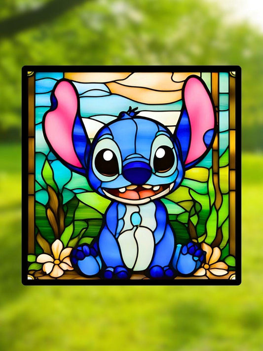 Vitrail Stitch Style – Décoration de Vitre Fantaisie – Cadeau Mignon pour Fans d’Univers Animés et Enfants