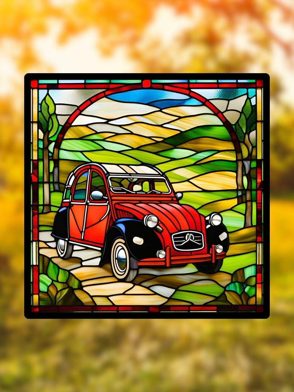 Vitrail voiture Citroën 2cv